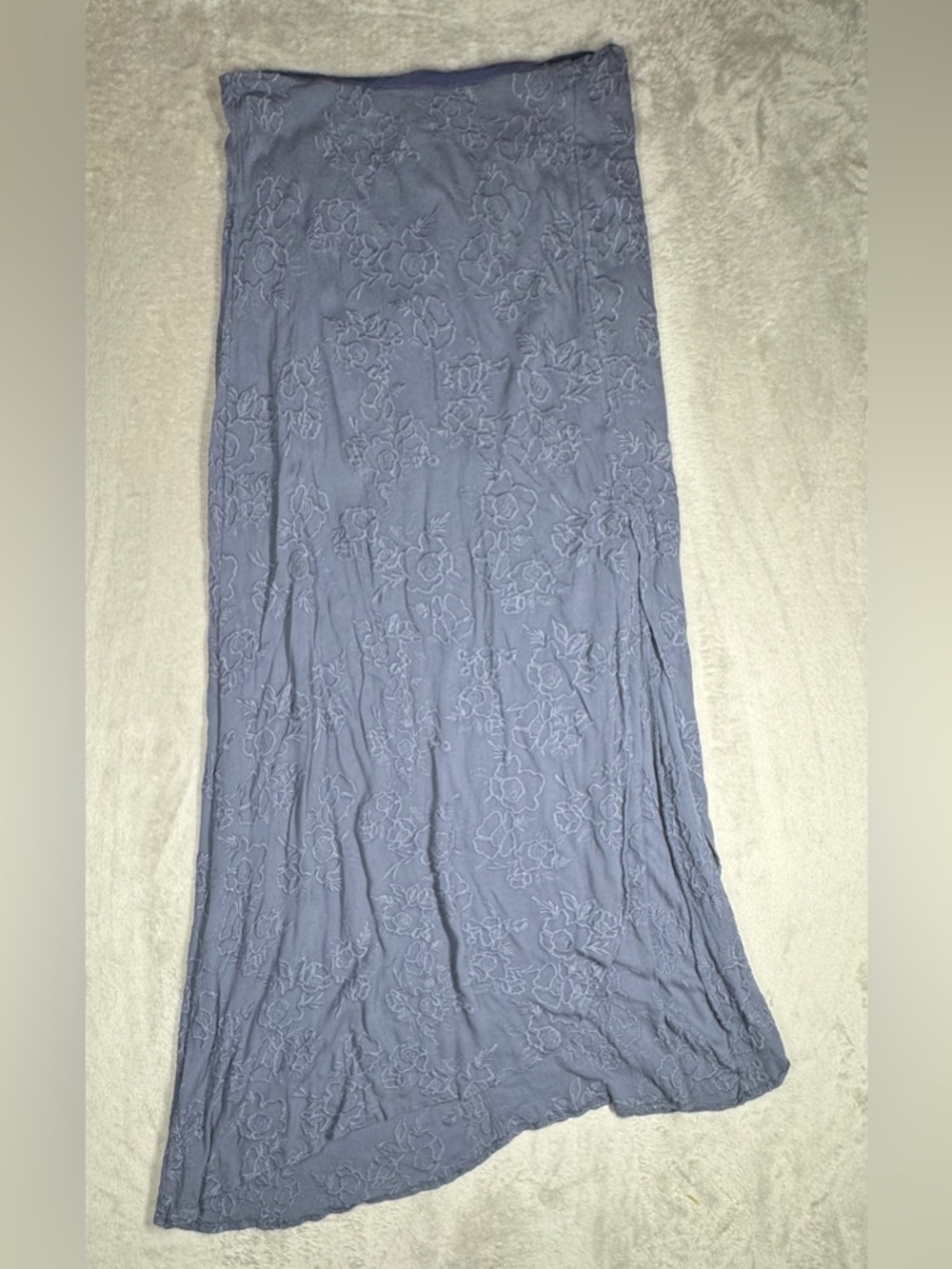 Olivaceous Embroidered Floral Blue Maxi Whimsigoth Fairycore Slip Skirt Medium